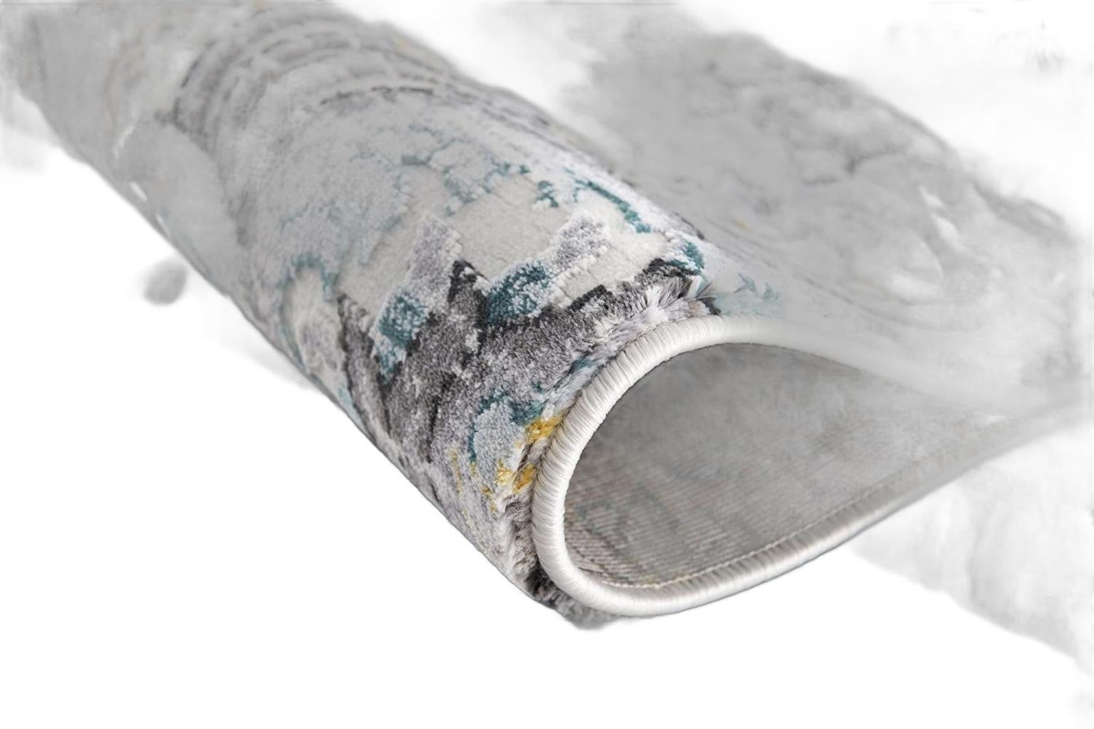 5' X 7' Gray Damask Power Loom Area Rug-Area Rugs-DECOROLALA