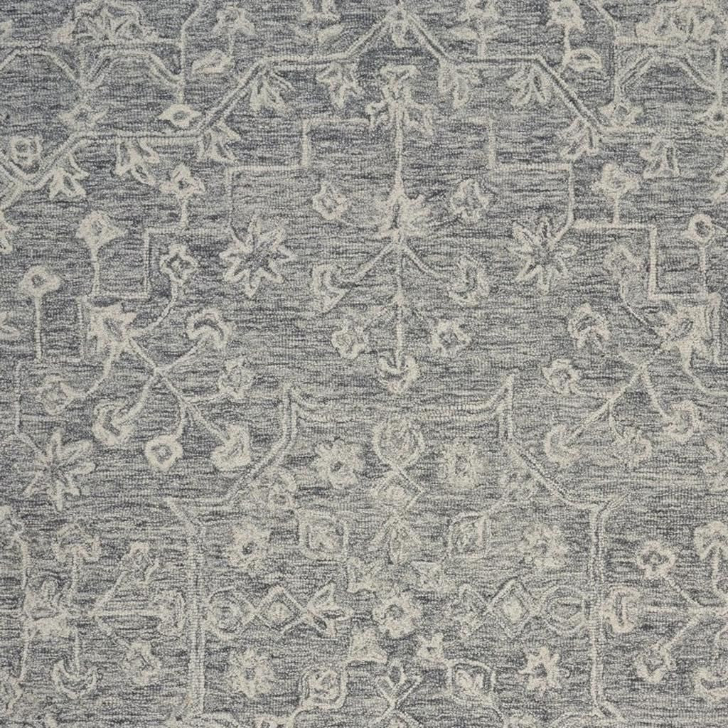 5' X 7' Gray Floral Finesse Area Rug-Area Rugs-DECOROLALA