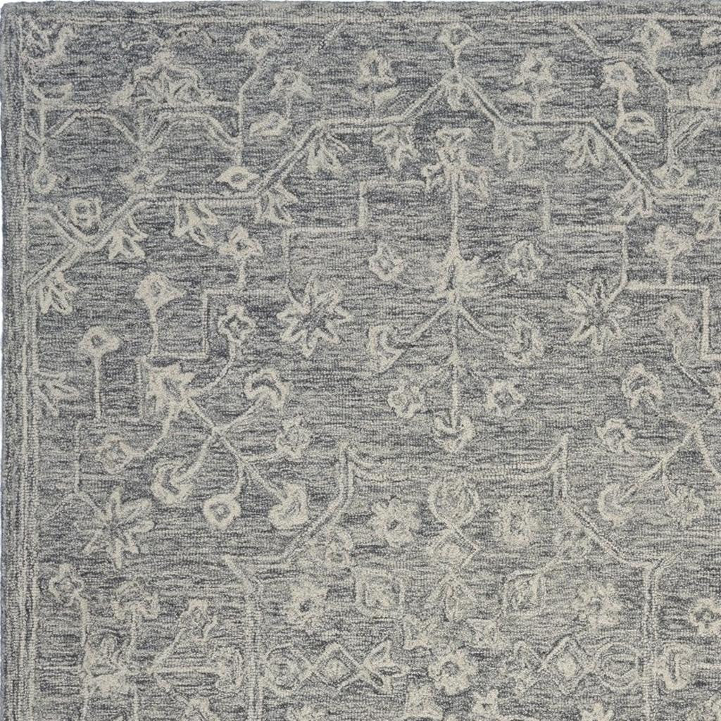 5' X 7' Gray Floral Finesse Area Rug-Area Rugs-DECOROLALA