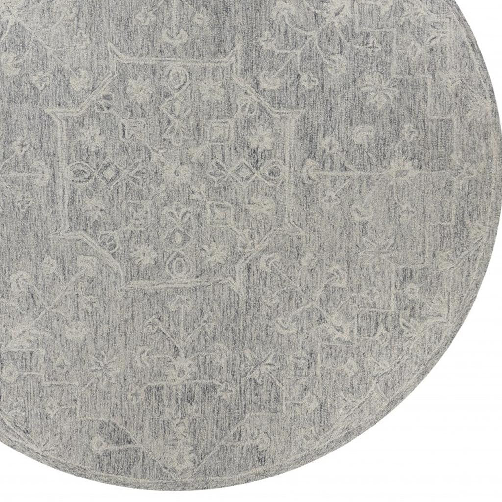 5' X 7' Gray Floral Finesse Area Rug-Area Rugs-DECOROLALA