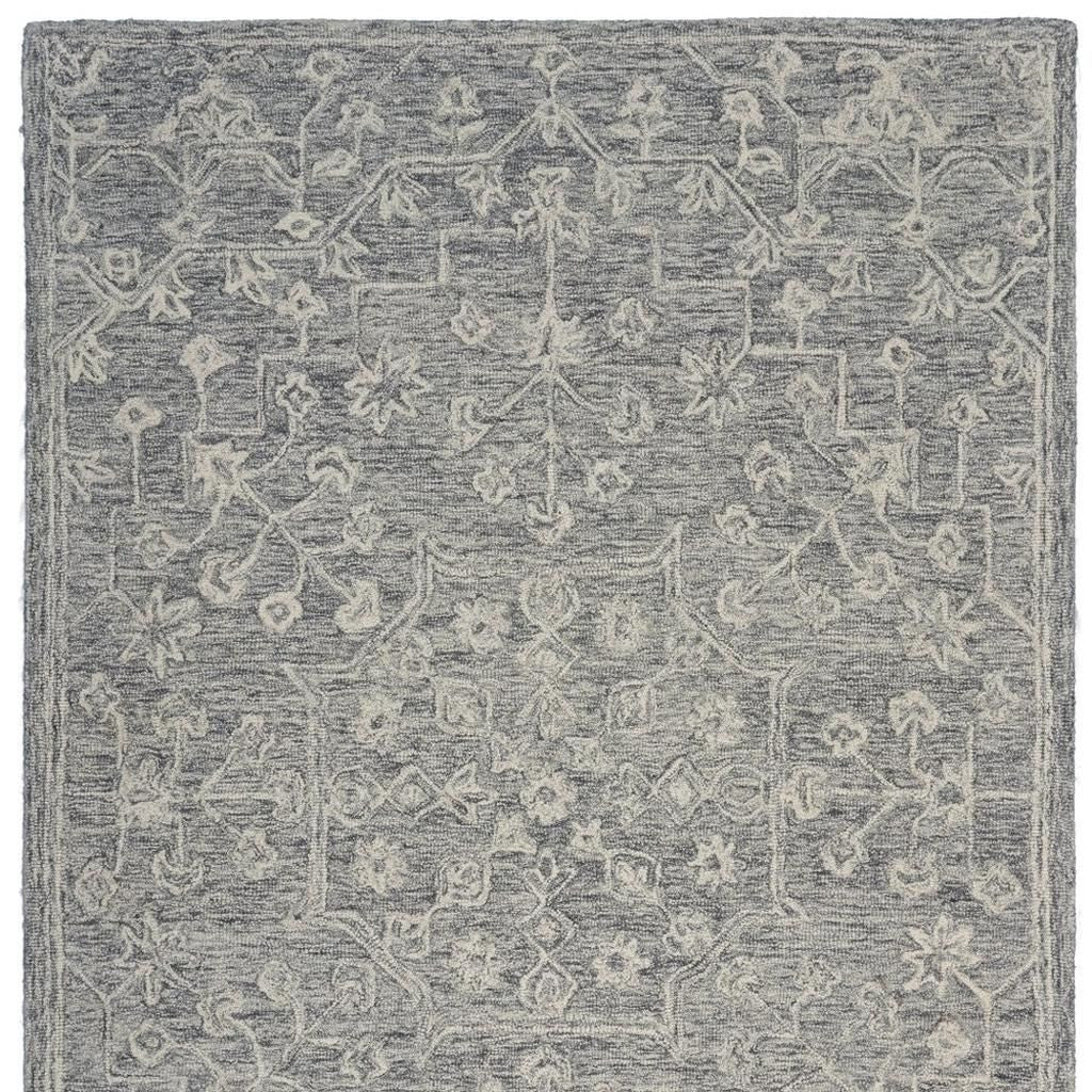 5' X 7' Gray Floral Finesse Area Rug-Area Rugs-DECOROLALA