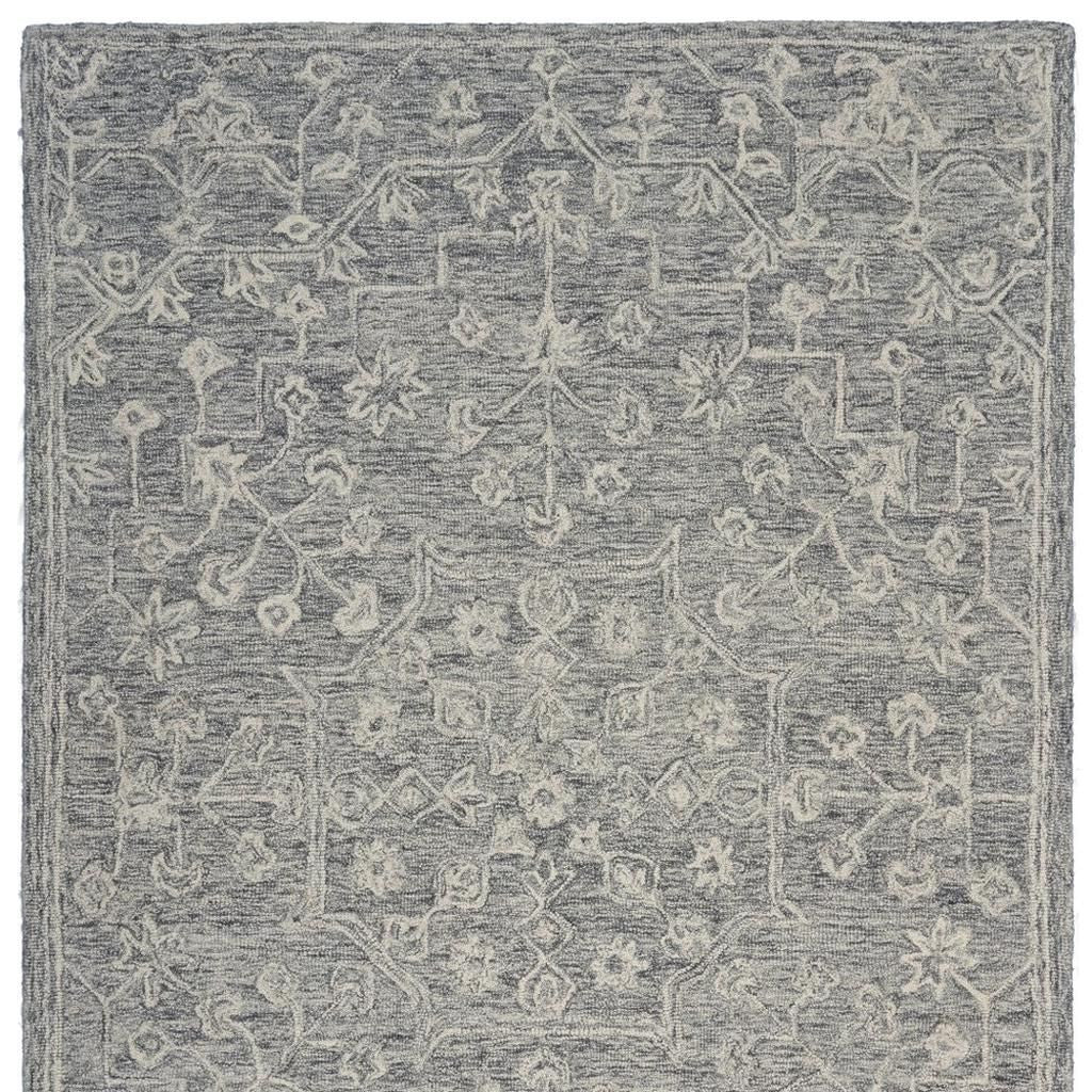 5' X 7' Gray Floral Finesse Area Rug-Area Rugs-DECOROLALA