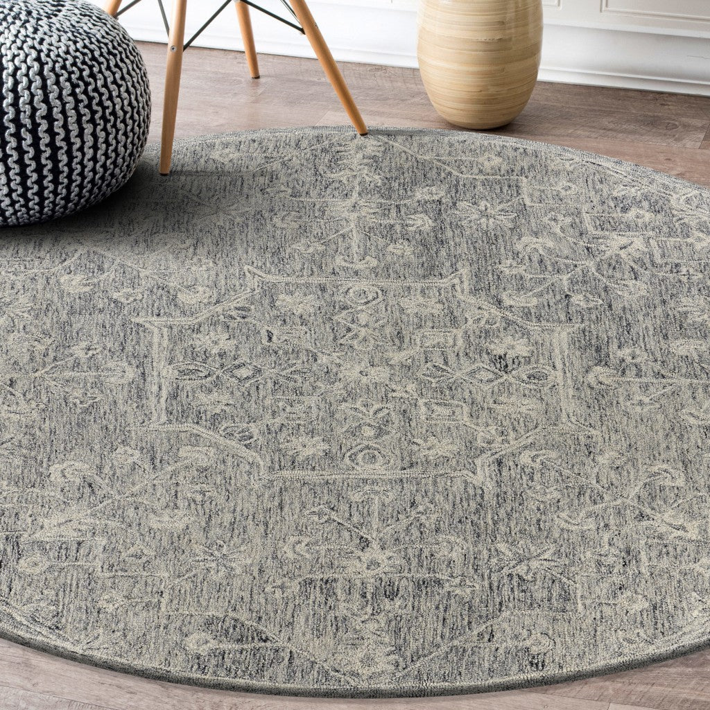 5' X 7' Gray Floral Finesse Area Rug-Area Rugs-DECOROLALA