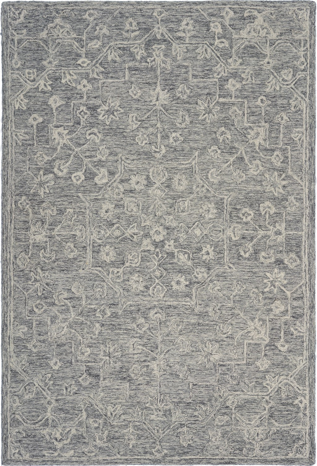 5' X 7' Gray Floral Finesse Area Rug-Area Rugs-DECOROLALA