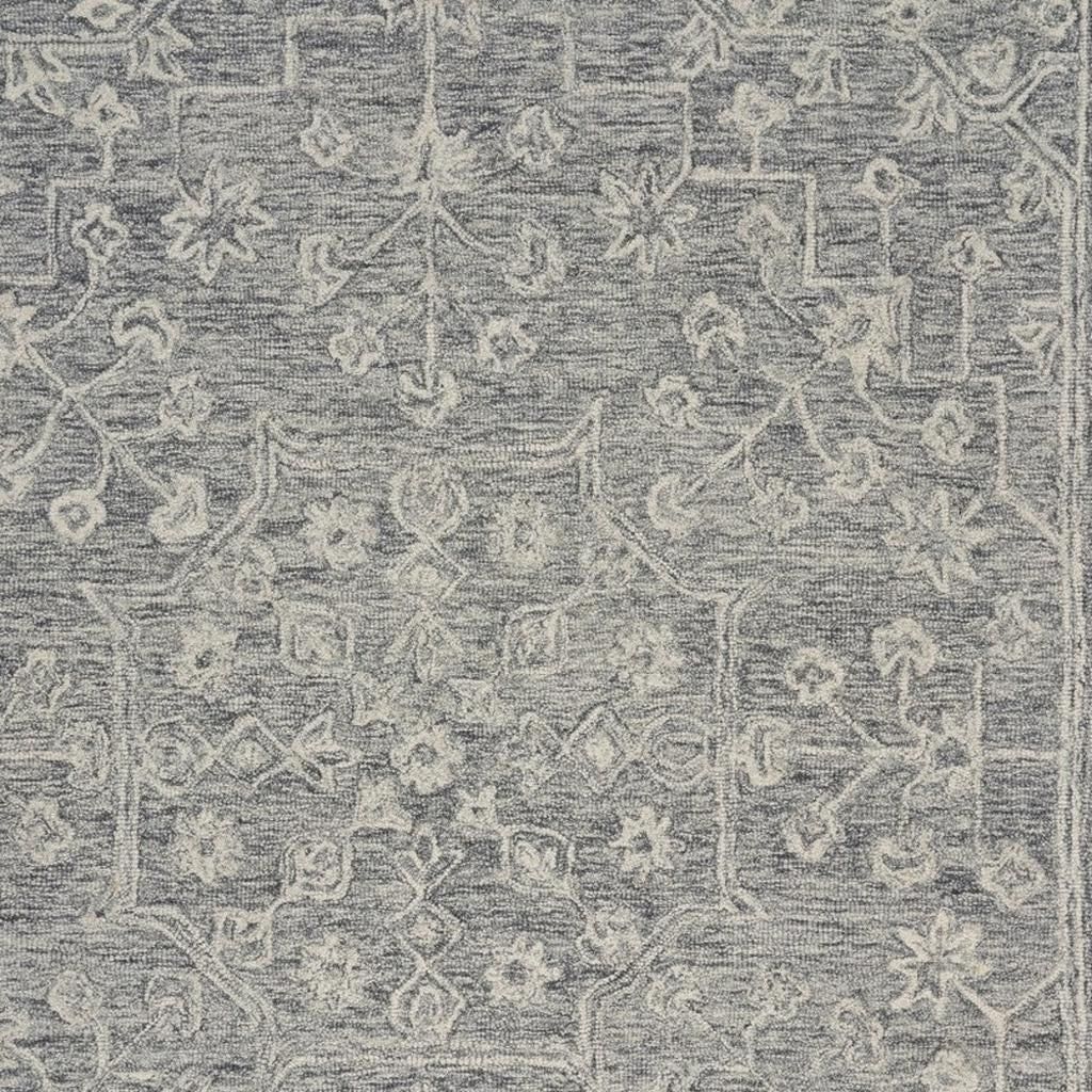 5' X 7' Gray Floral Finesse Area Rug-Area Rugs-DECOROLALA