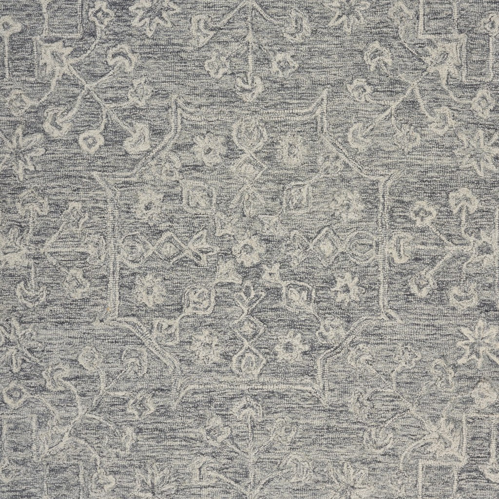 5' X 7' Gray Floral Finesse Area Rug-Area Rugs-DECOROLALA