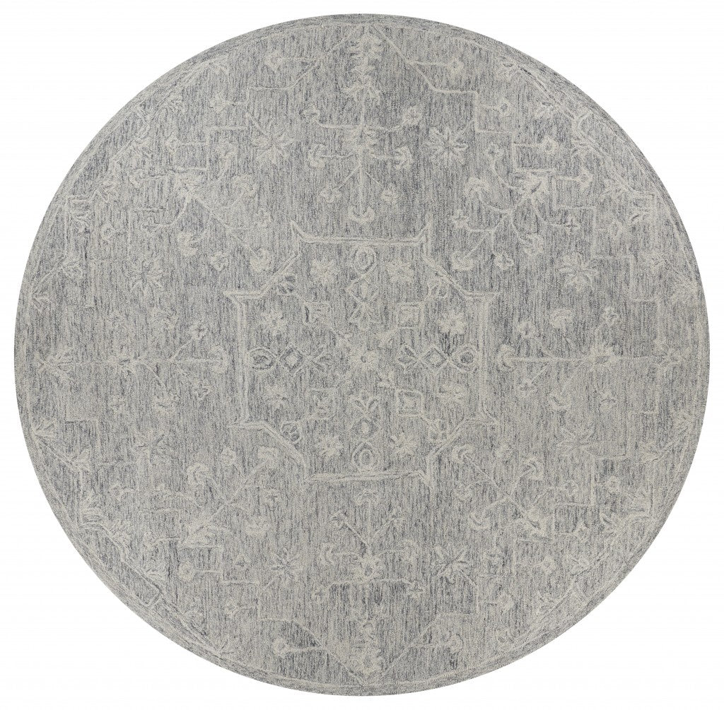 5' X 7' Gray Floral Finesse Area Rug-Area Rugs-DECOROLALA