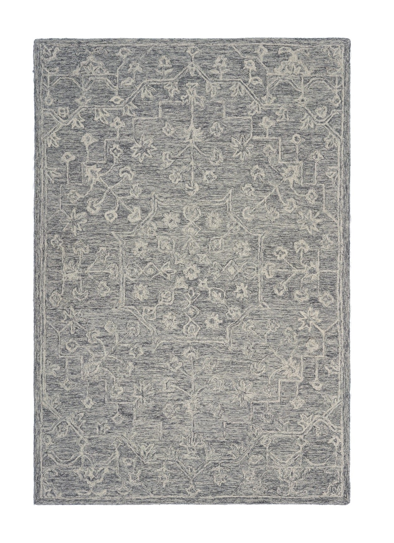 5' X 7' Gray Floral Finesse Area Rug-Area Rugs-DECOROLALA