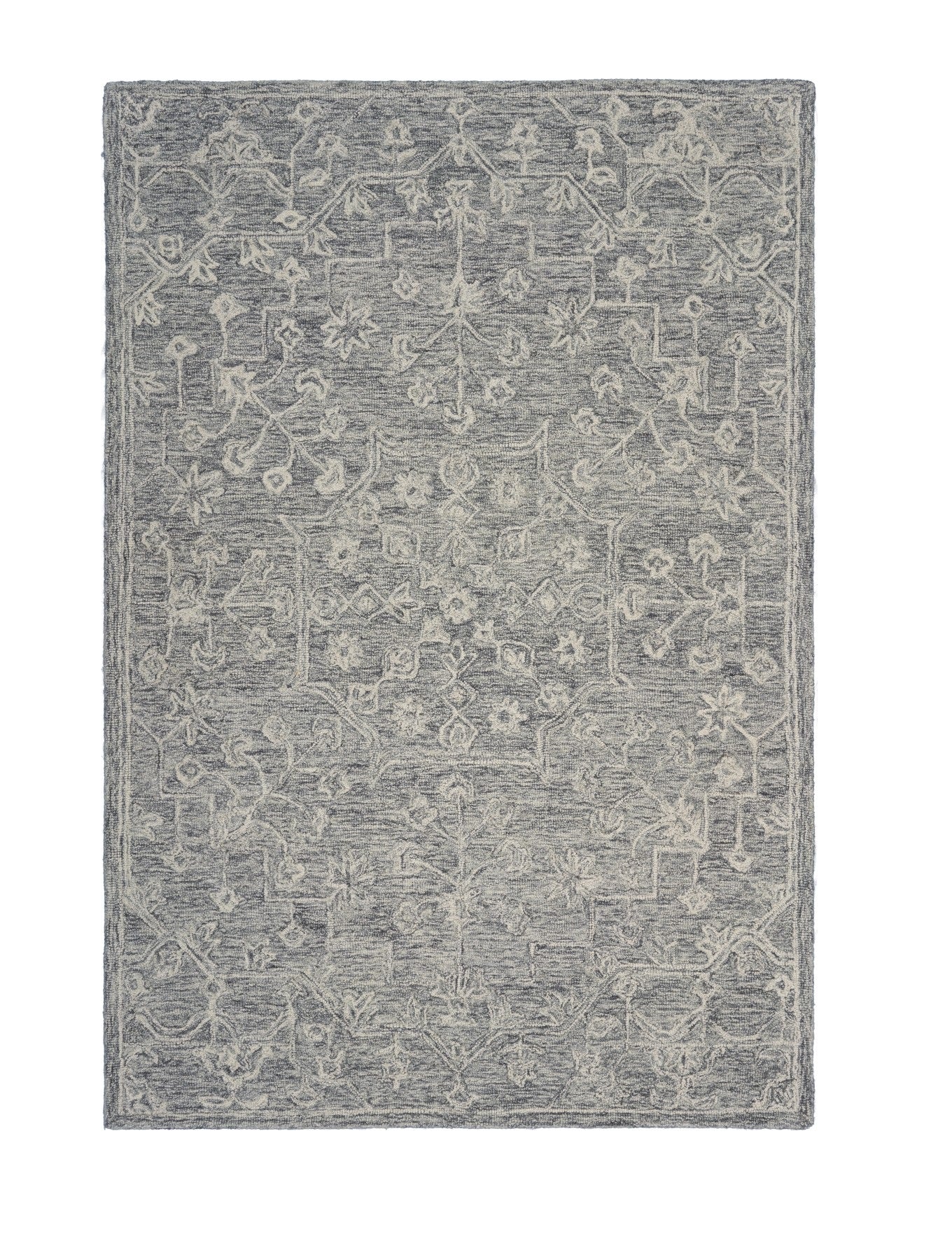 5' X 7' Gray Floral Finesse Area Rug-Area Rugs-DECOROLALA