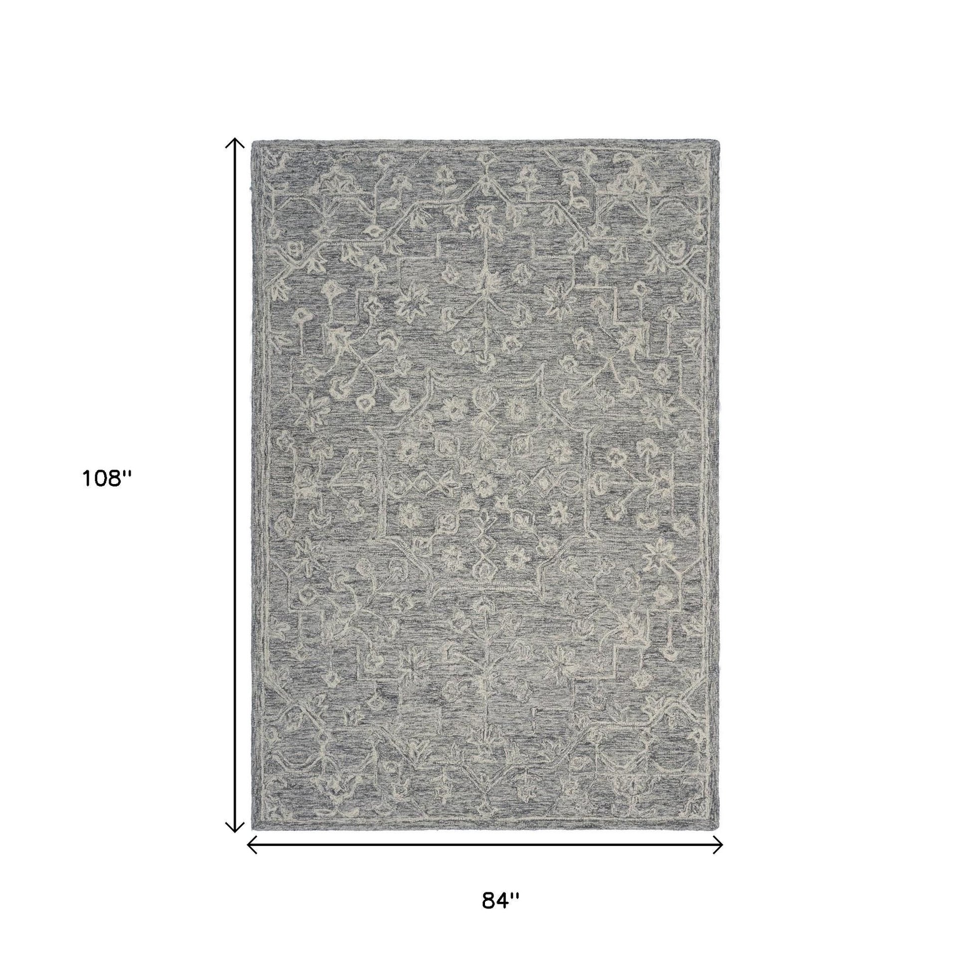 5' X 7' Gray Floral Finesse Area Rug-Area Rugs-DECOROLALA