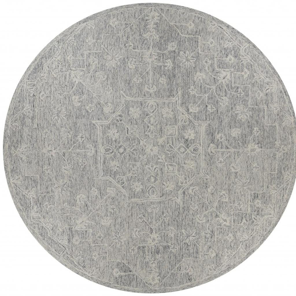 5' X 7' Gray Floral Finesse Area Rug-Area Rugs-DECOROLALA