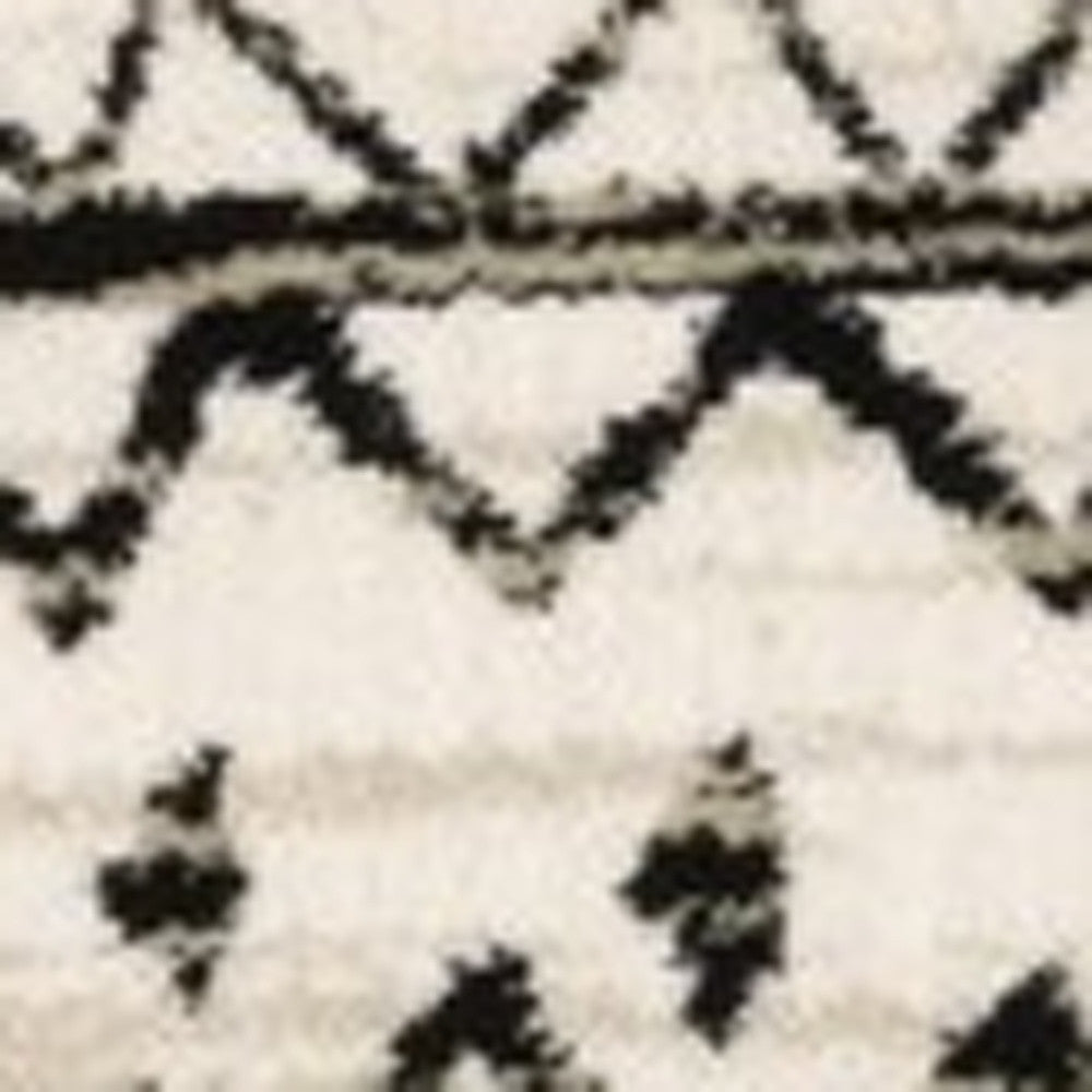 5' X 7' Ivory And Black Abstract Geometric Distressed Area Rug-Area Rugs-DECOROLALA