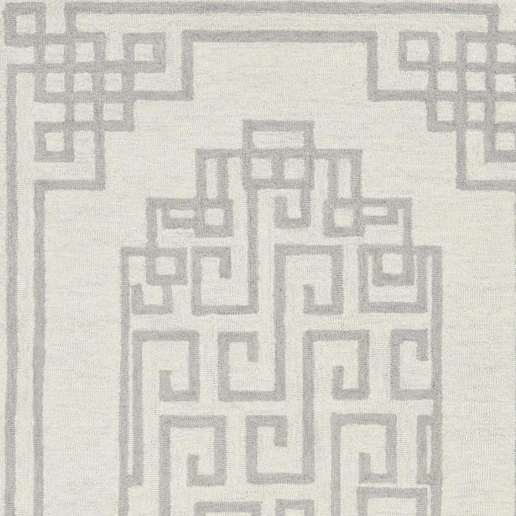 5' X 7' Ivory And Gray Wool Geometric Hand Tufted Area Rug-Area Rugs-DECOROLALA