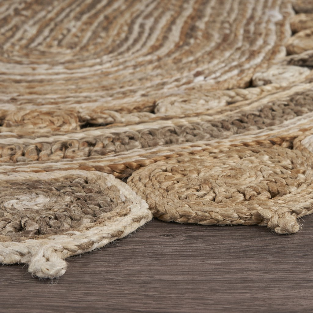 5' X 7' Natural Jute Hand Braided Oval Rug-Area Rugs-DECOROLALA