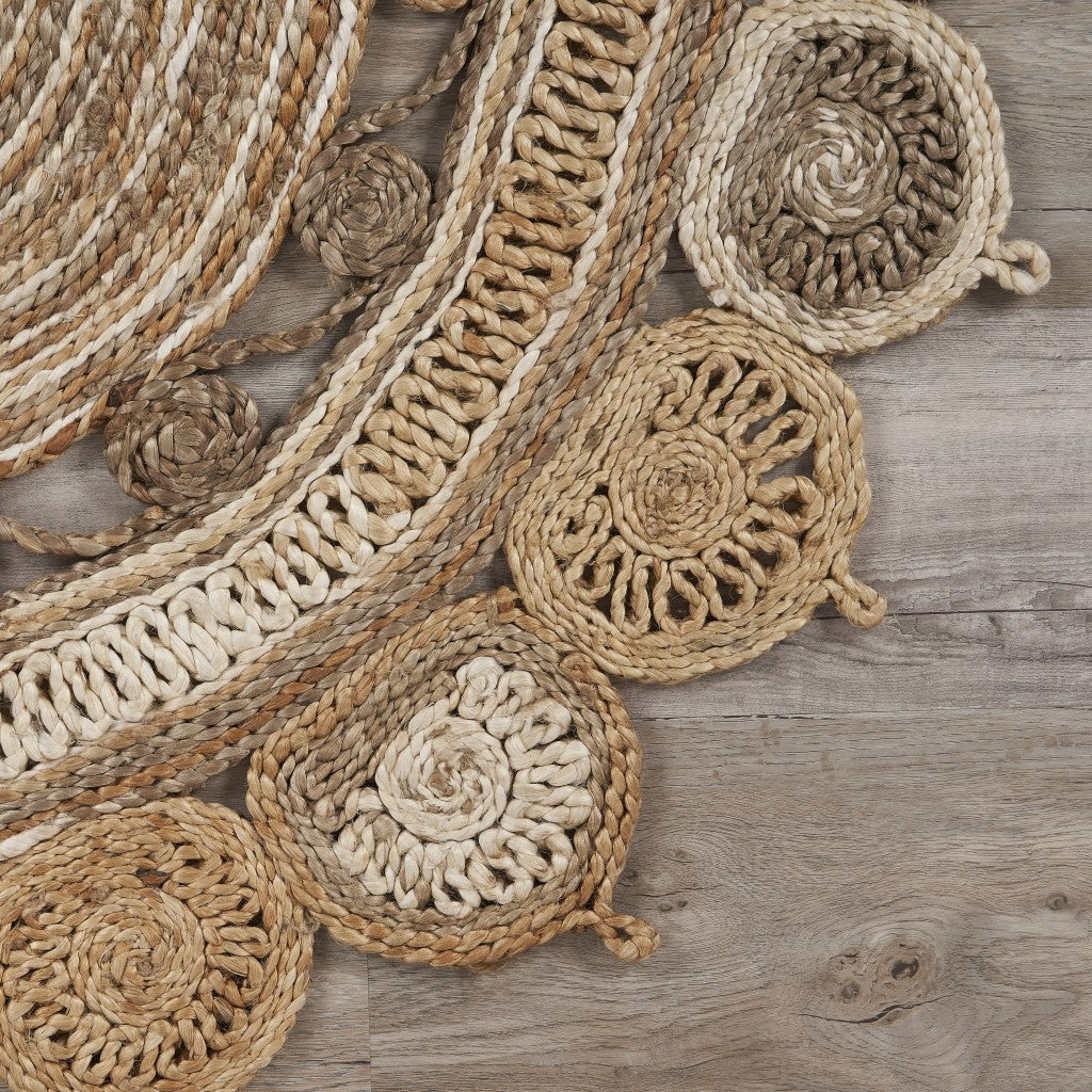 5' X 7' Natural Jute Hand Braided Oval Rug-Area Rugs-DECOROLALA