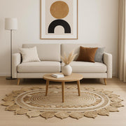 5' X 7' Natural Jute Hand Braided Oval Rug-Area Rugs-DECOROLALA