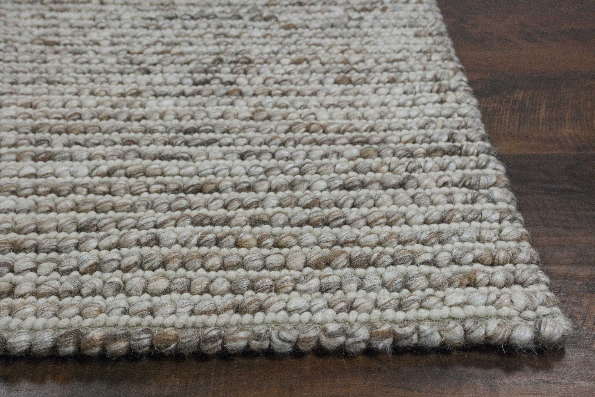5' X 7' Natural Wool Hand Woven Area Rug-Area Rugs-DECOROLALA