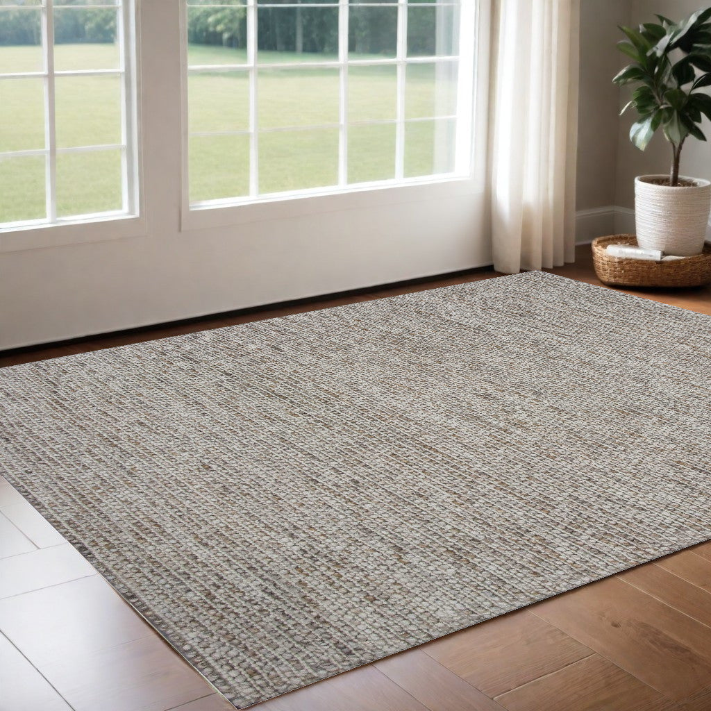 5' X 7' Natural Wool Hand Woven Area Rug-Area Rugs-DECOROLALA