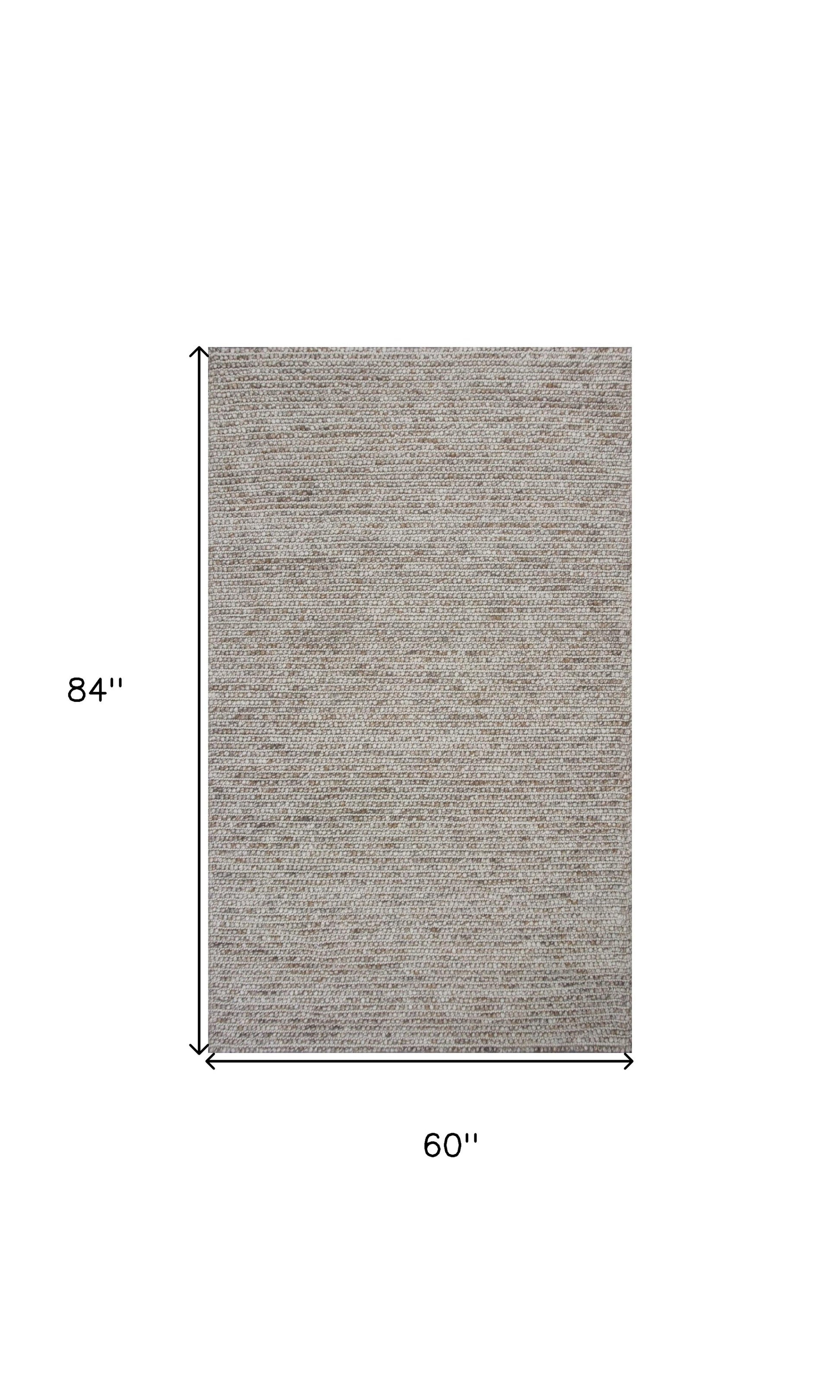 5' X 7' Natural Wool Hand Woven Area Rug-Area Rugs-DECOROLALA