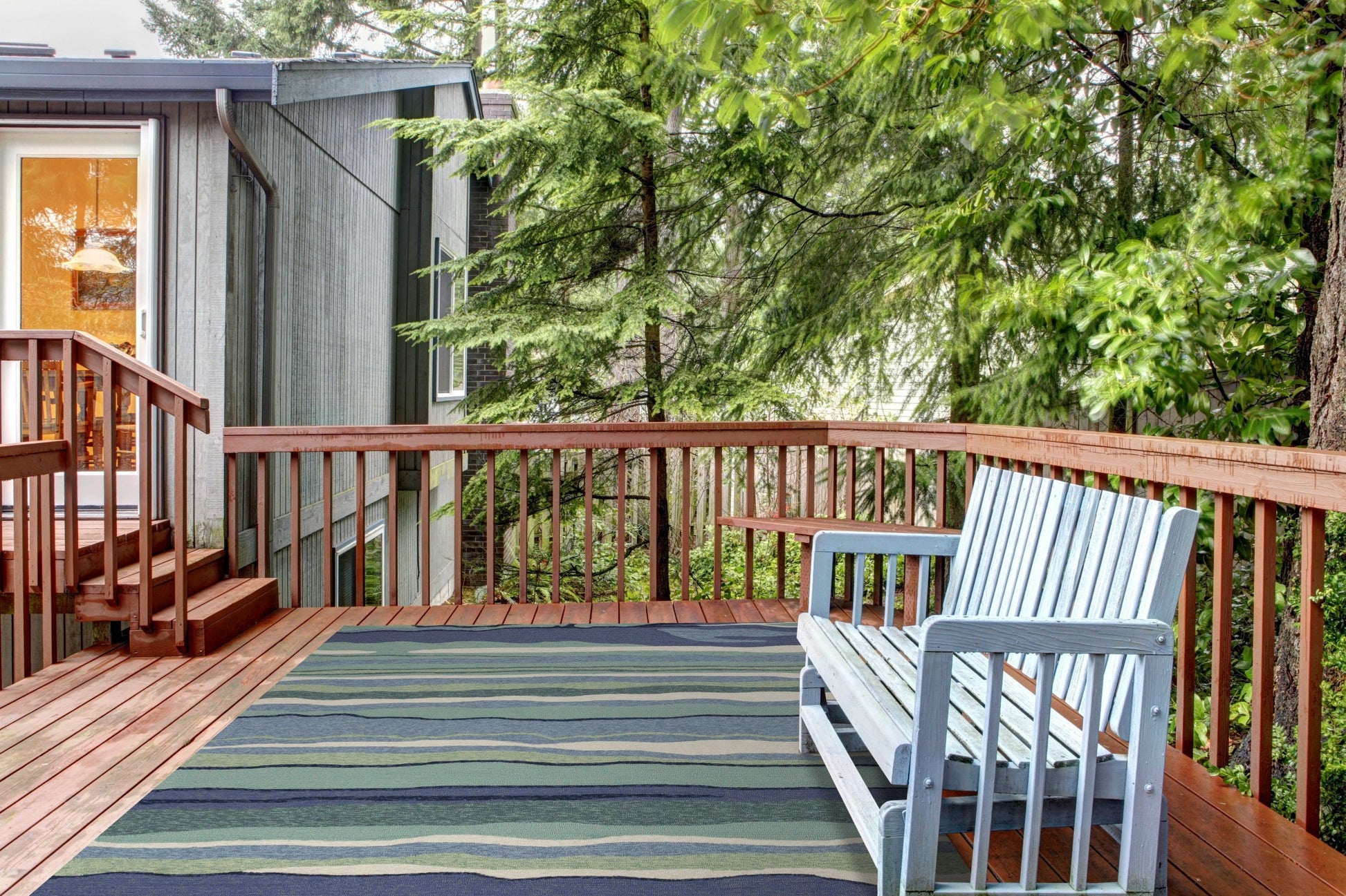 5' X 7' Ocean Abstract Design UV Treated Indoor Outdoor Area Rug-Outdoor Rugs-DECOROLALA