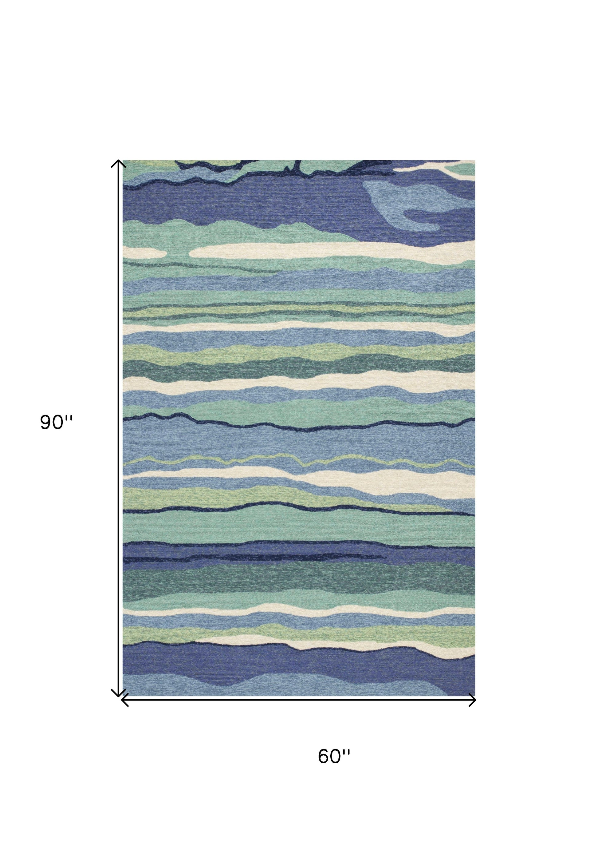 5' X 7' Ocean Abstract Design UV Treated Indoor Outdoor Area Rug-Outdoor Rugs-DECOROLALA