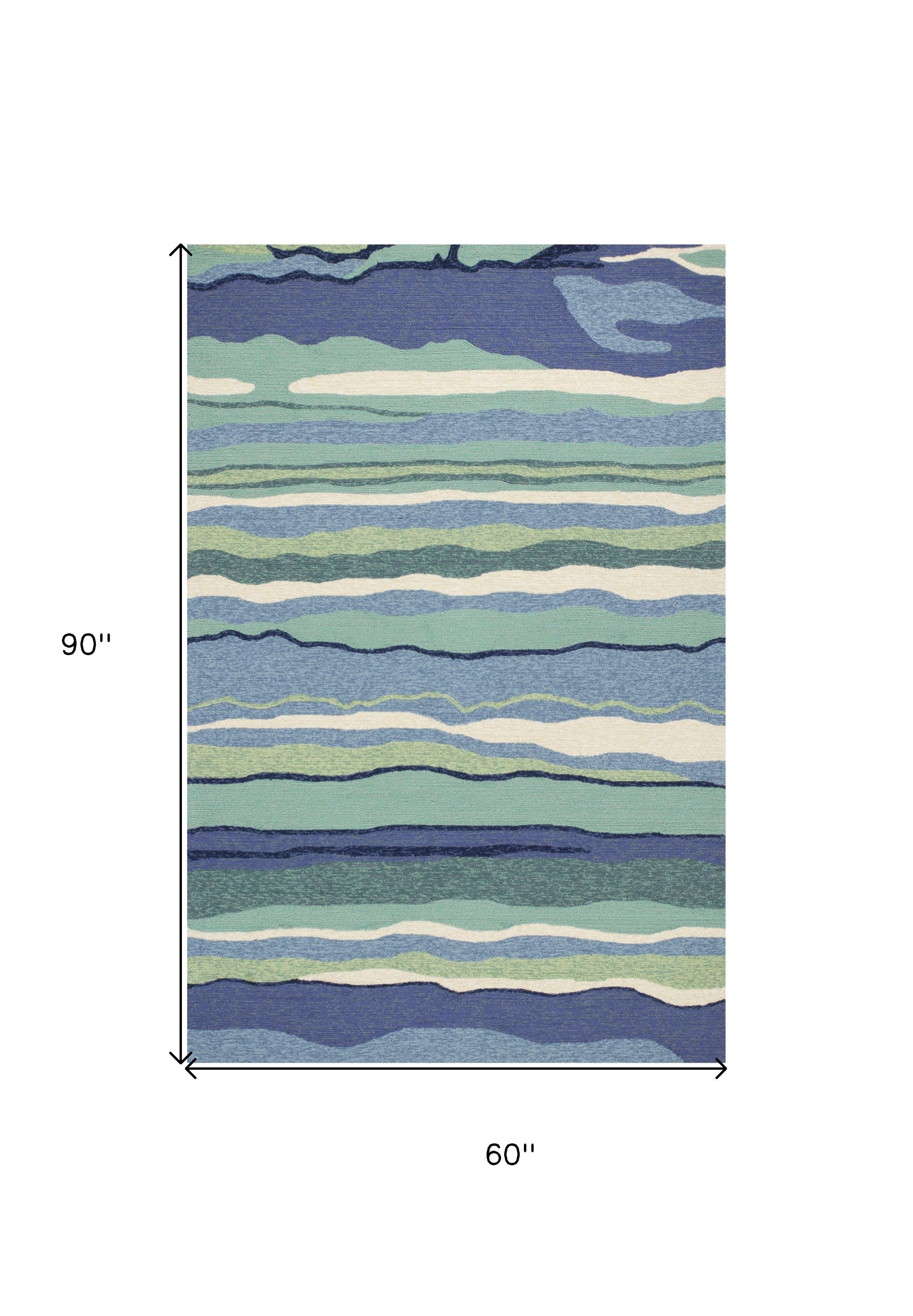 5' X 7' Ocean Abstract Design UV Treated Indoor Outdoor Area Rug-Outdoor Rugs-DECOROLALA