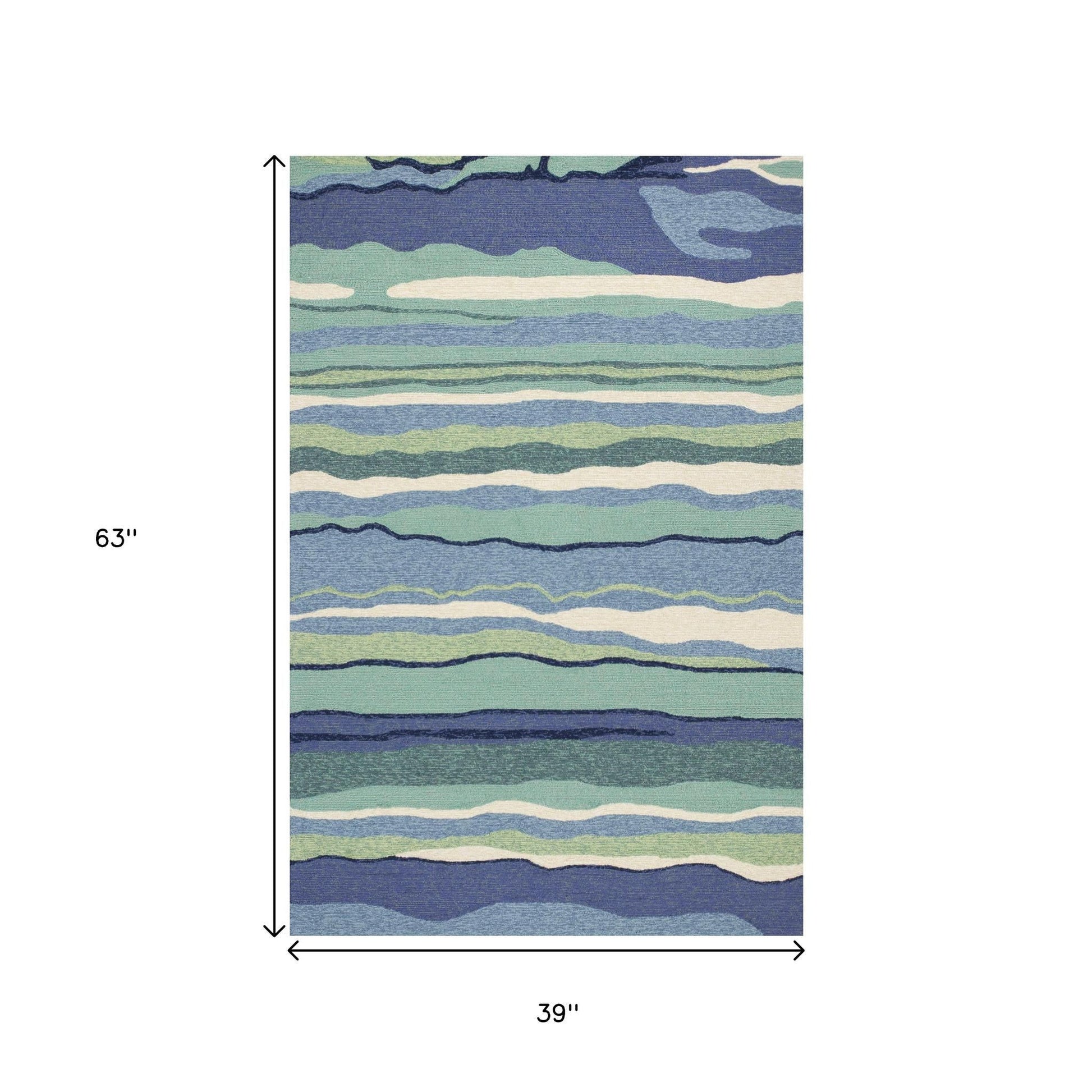 5' X 7' Ocean Abstract Design UV Treated Indoor Outdoor Area Rug-Outdoor Rugs-DECOROLALA