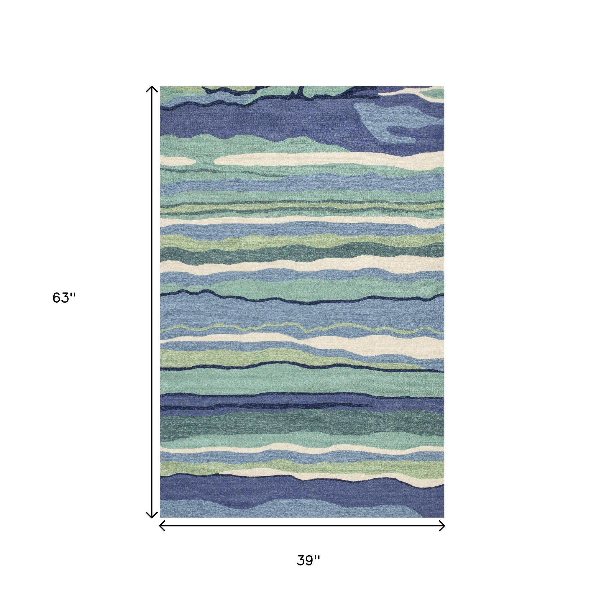 5' X 7' Ocean Abstract Design UV Treated Indoor Outdoor Area Rug-Outdoor Rugs-DECOROLALA