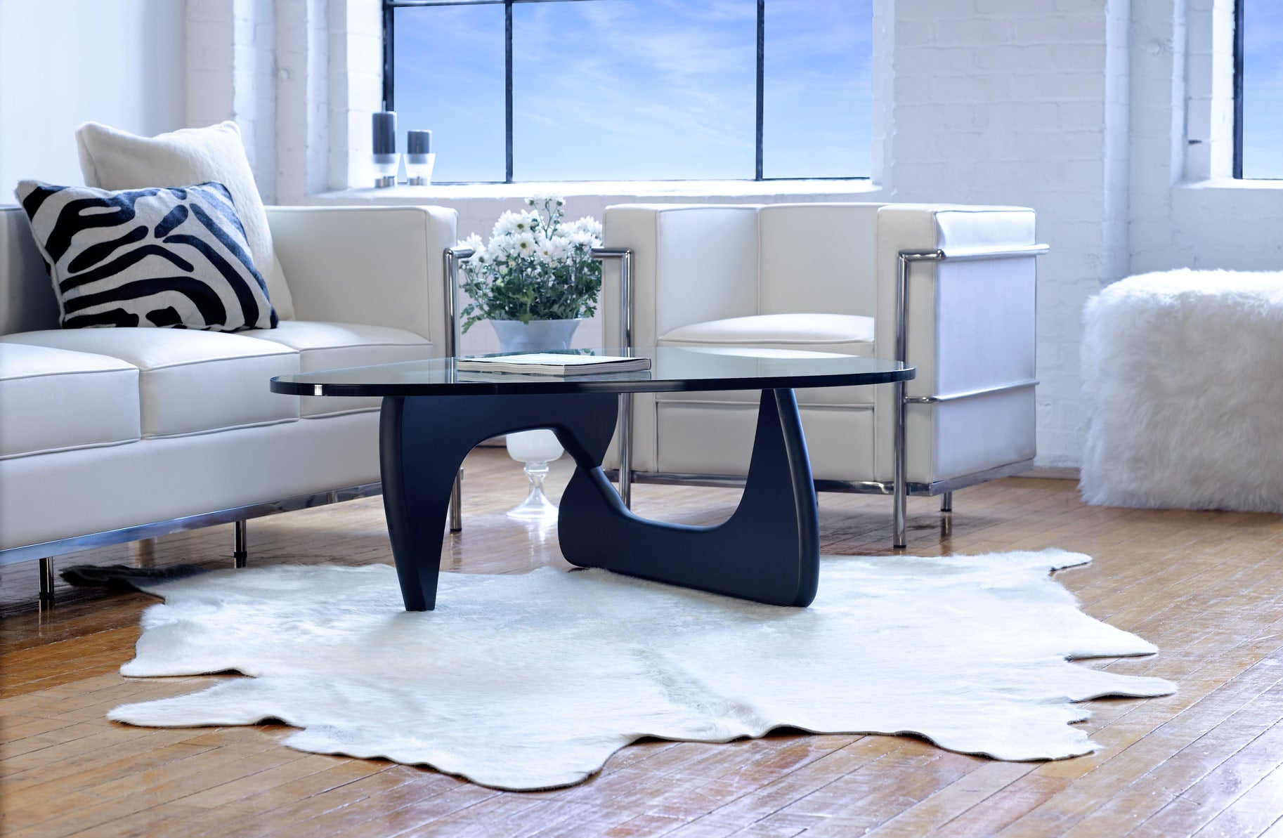5' X 7' Off White Cowhide Cowhide Print Area Rug-Area Rugs-DECOROLALA