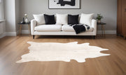 5' X 7' Off White Cowhide Cowhide Print Area Rug-Area Rugs-DECOROLALA