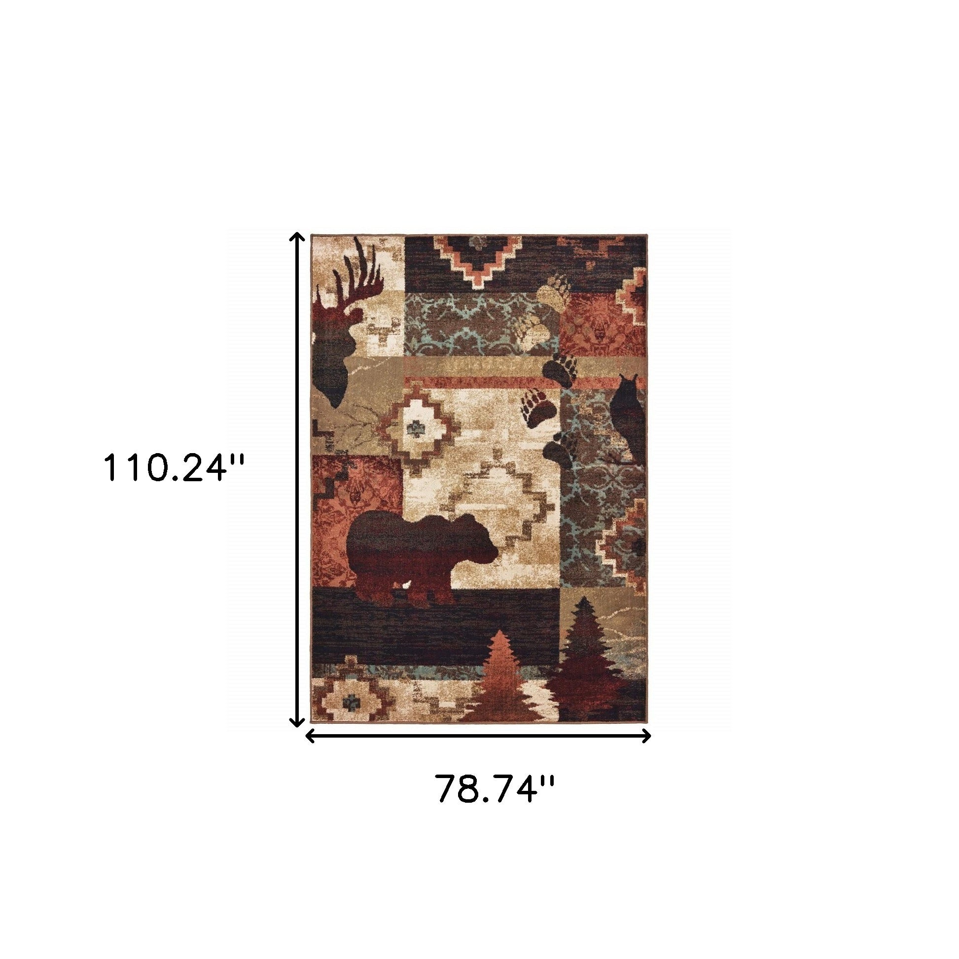 5' X 7' Rustic Brown Animal Lodge Area Rug-Area Rugs-DECOROLALA