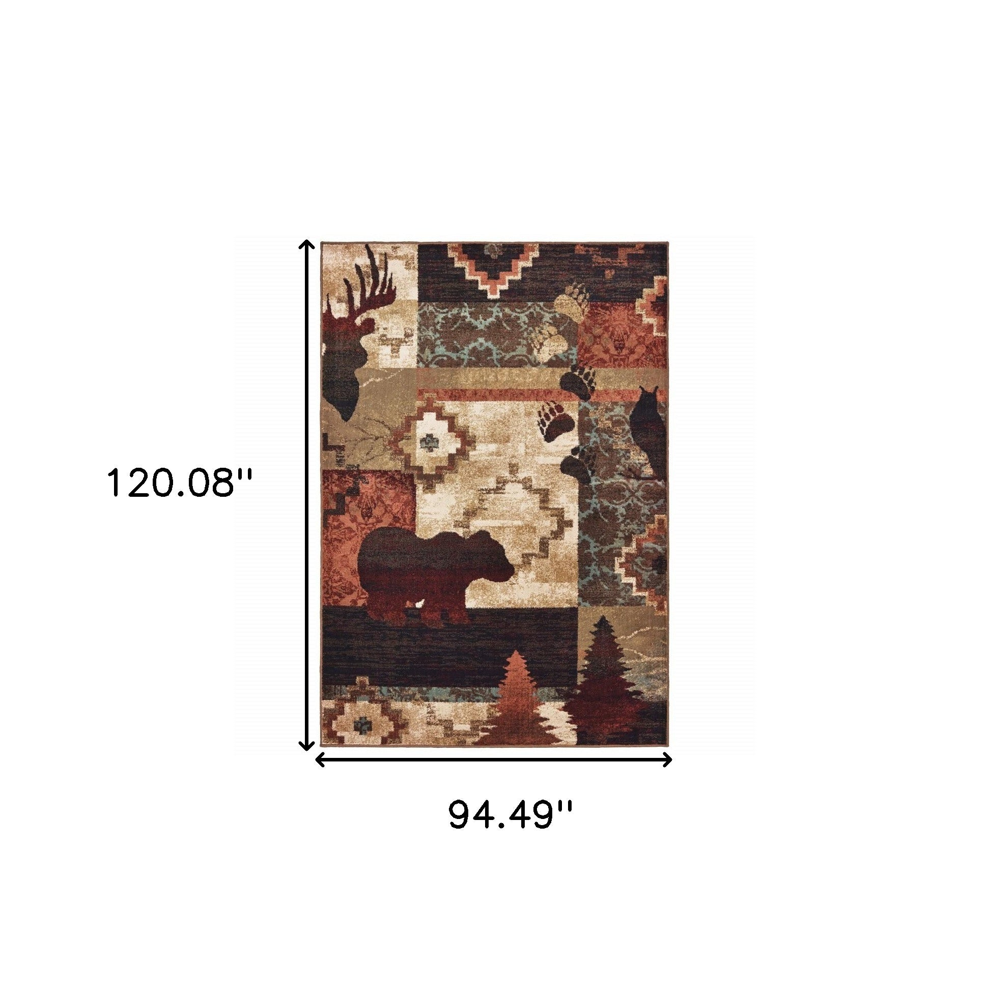 5' X 7' Rustic Brown Animal Lodge Area Rug-Area Rugs-DECOROLALA