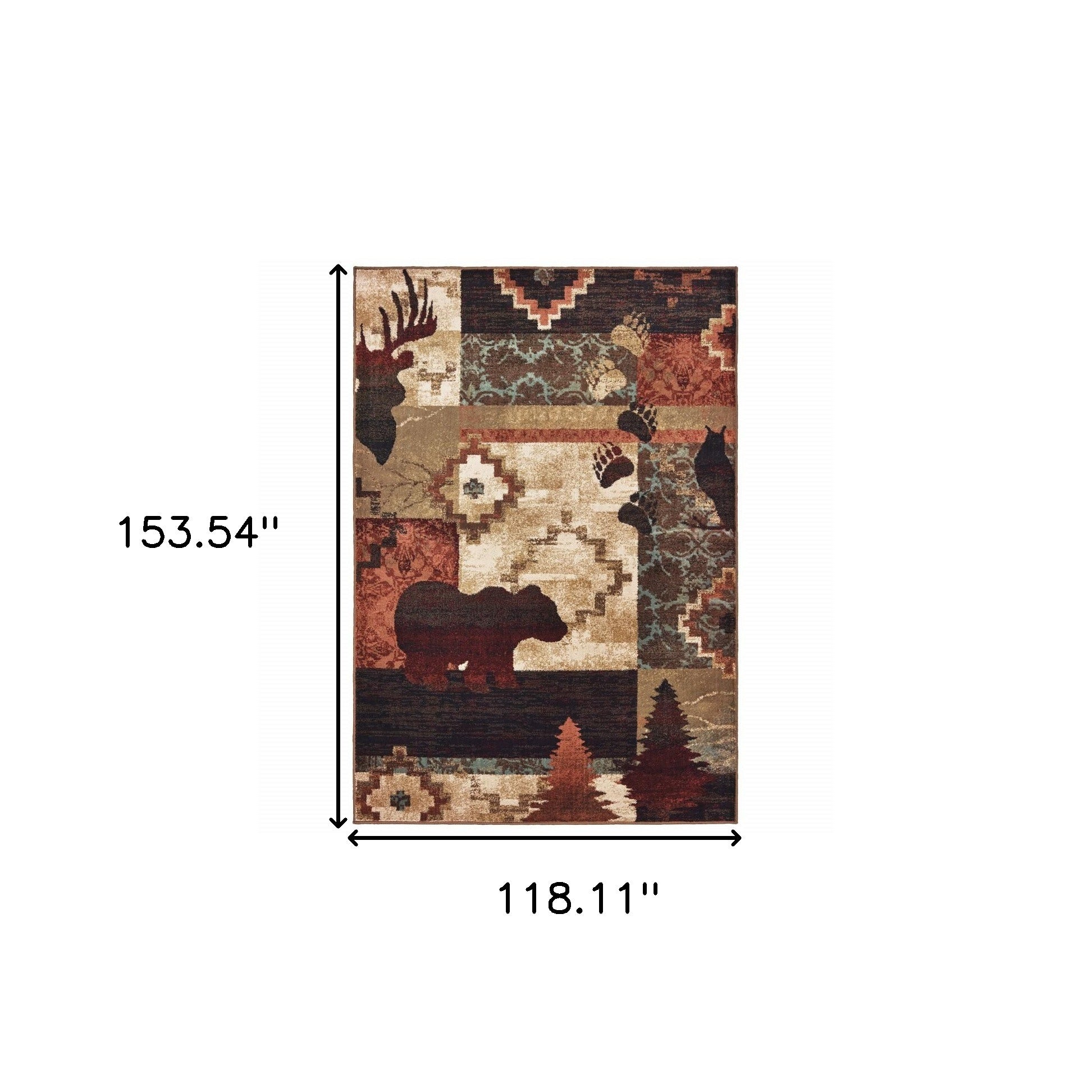 5' X 7' Rustic Brown Animal Lodge Area Rug-Area Rugs-DECOROLALA