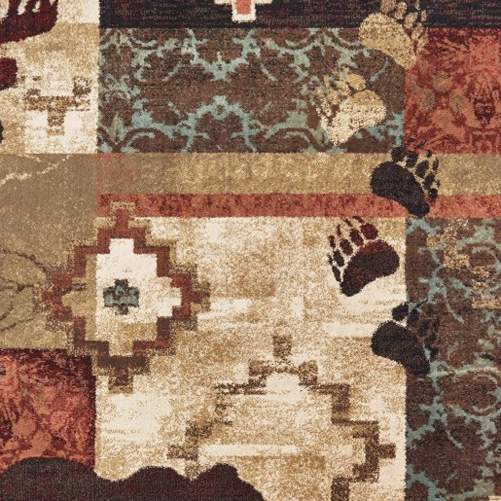 5' X 7' Rustic Brown Animal Lodge Area Rug-Area Rugs-DECOROLALA