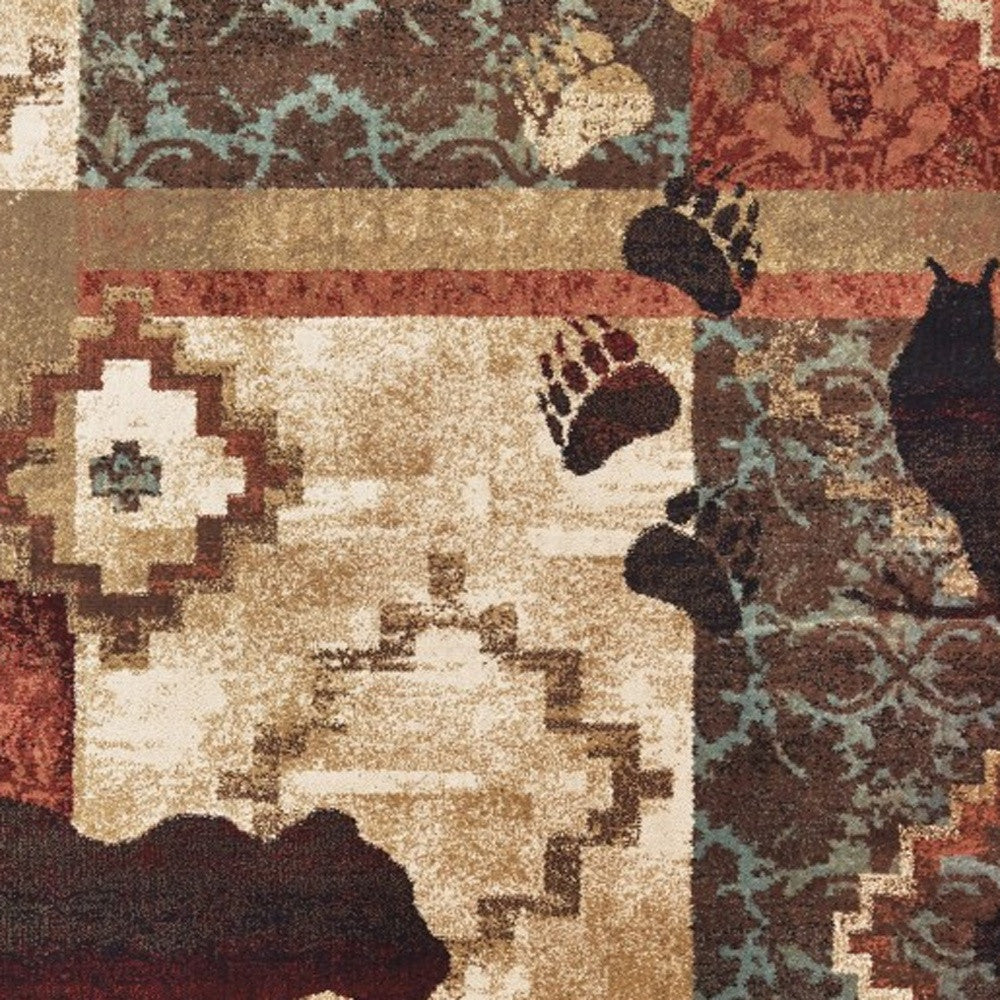 5' X 7' Rustic Brown Animal Lodge Area Rug-Area Rugs-DECOROLALA