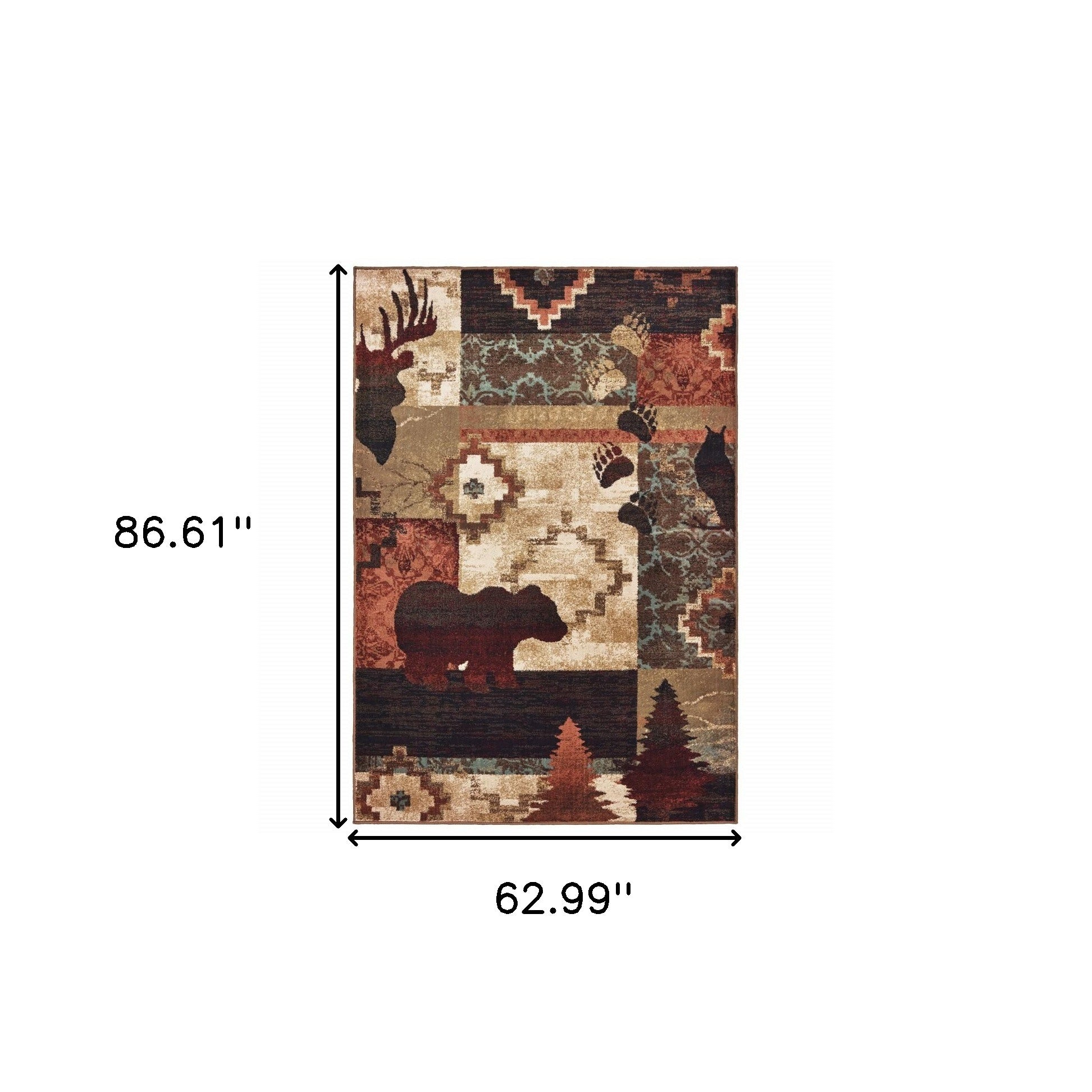 5' X 7' Rustic Brown Animal Lodge Area Rug-Area Rugs-DECOROLALA