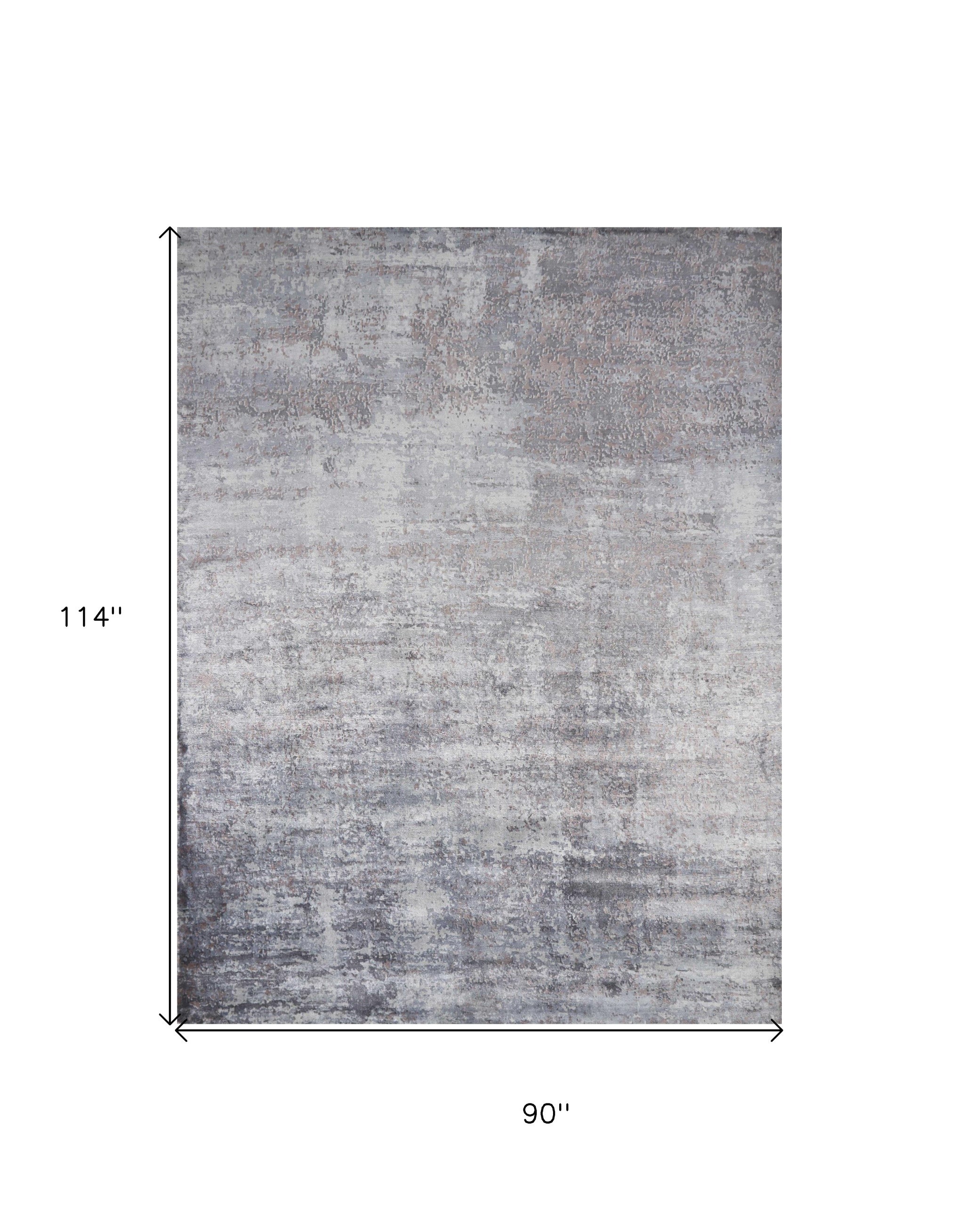 5' X 7' Slate Gray And Dark Gray Abstract Hand Loomed Area Rug-Area Rugs-DECOROLALA