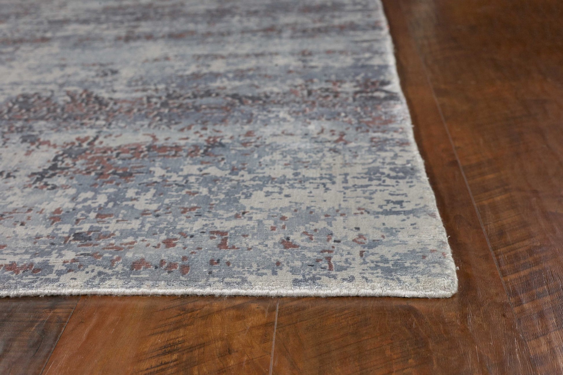 5' X 7' Slate Gray And Dark Gray Abstract Hand Loomed Area Rug-Area Rugs-DECOROLALA