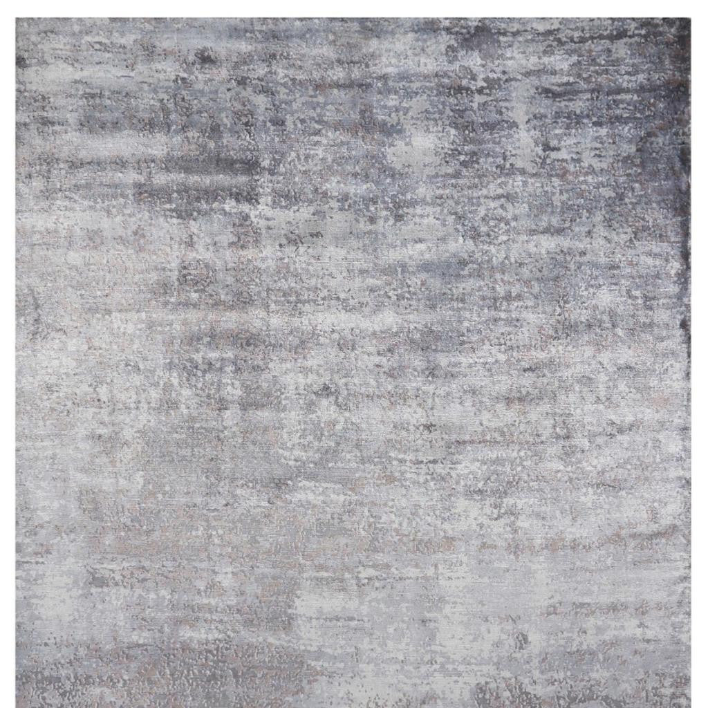 5' X 7' Slate Gray And Dark Gray Abstract Hand Loomed Area Rug-Area Rugs-DECOROLALA