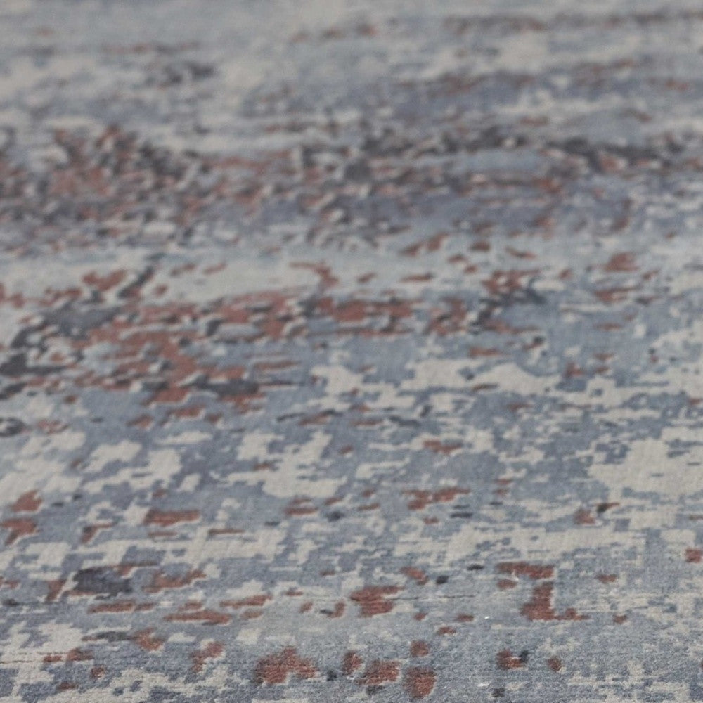 5' X 7' Slate Gray And Dark Gray Abstract Hand Loomed Area Rug-Area Rugs-DECOROLALA