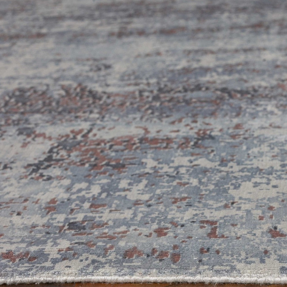 5' X 7' Slate Gray And Dark Gray Abstract Hand Loomed Area Rug-Area Rugs-DECOROLALA