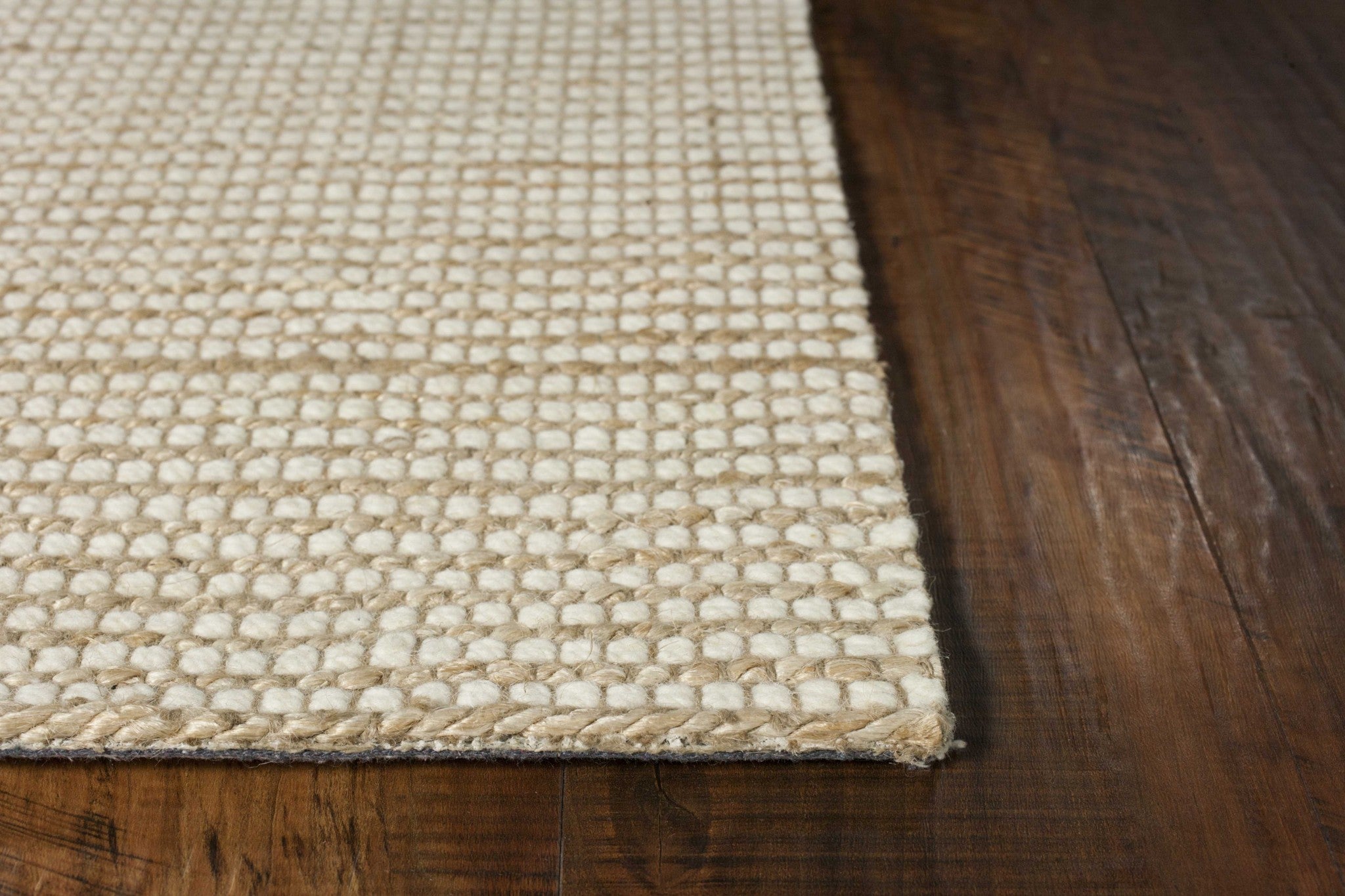 5' X 7' Tan And Ivory Hand Woven Area Rug-Area Rugs-DECOROLALA