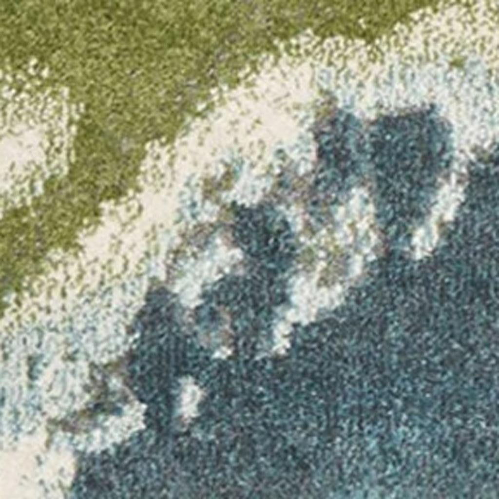 5' X 7' Teal Gray And Green Abstract Area Rug-Area Rugs-DECOROLALA