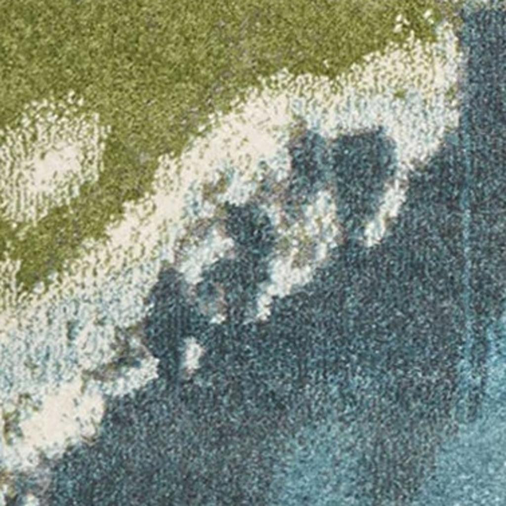 5' X 7' Teal Gray And Green Abstract Area Rug-Area Rugs-DECOROLALA
