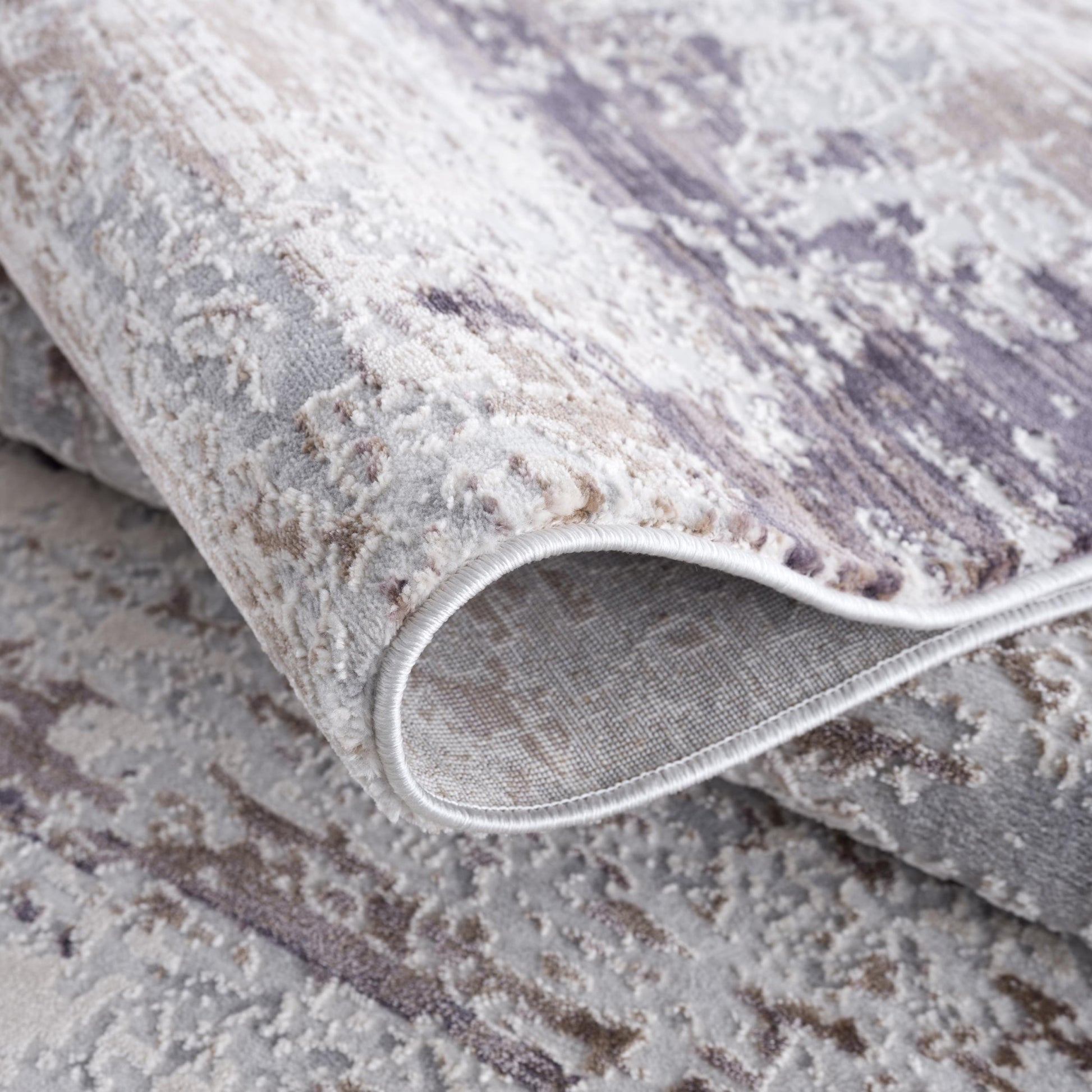 5' X 7' Violet Abstract Dhurrie Area Rug-Area Rugs-DECOROLALA