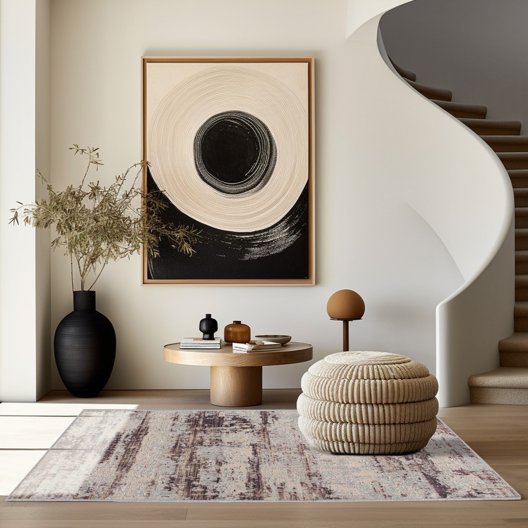 5' X 7' Violet Abstract Dhurrie Area Rug-Area Rugs-DECOROLALA