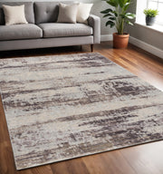 5' X 7' Violet Abstract Dhurrie Area Rug-Area Rugs-DECOROLALA