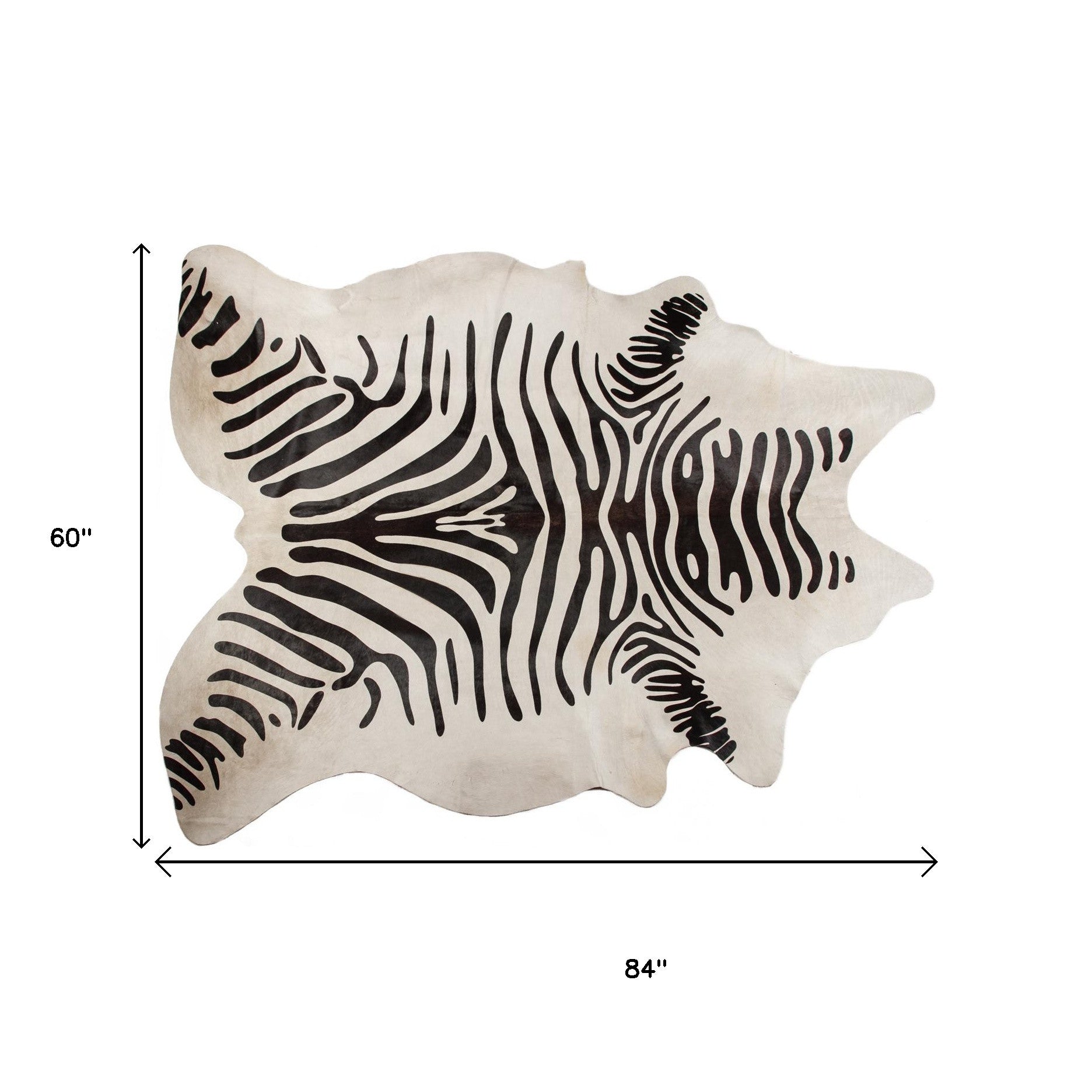 5' X 7' Zebra Stripe Black And White Natural Cowhide Area Rug-Area Rugs-DECOROLALA