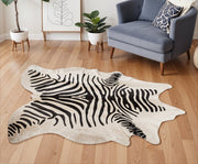 5' X 7' Zebra Stripe Black And White Natural Cowhide Area Rug-Area Rugs-DECOROLALA