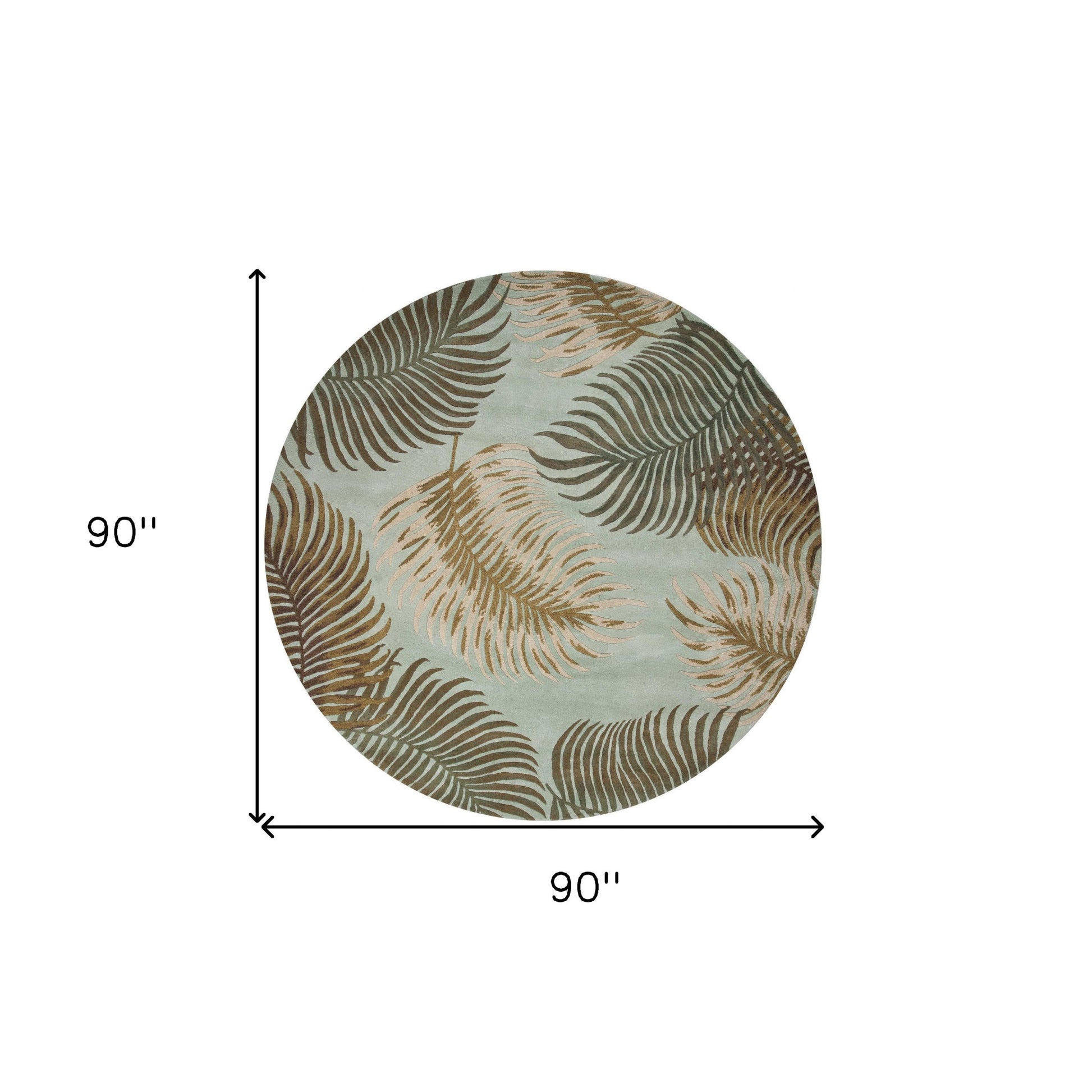 5' X 8' Aqua And Brown Wool Botanical Leaves Hand Tufted Area Rug-Area Rugs-DECOROLALA